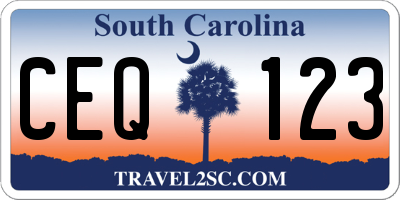 SC license plate CEQ123