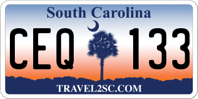SC license plate CEQ133