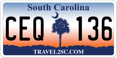 SC license plate CEQ136
