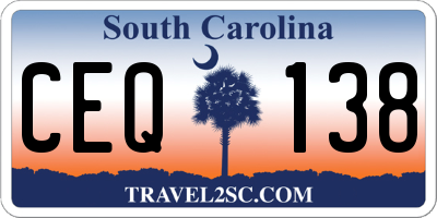 SC license plate CEQ138