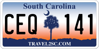SC license plate CEQ141