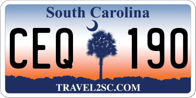 SC license plate CEQ190