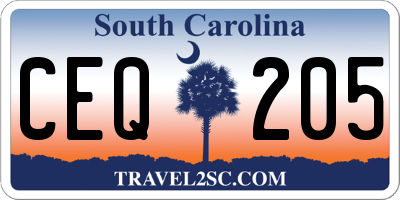 SC license plate CEQ205