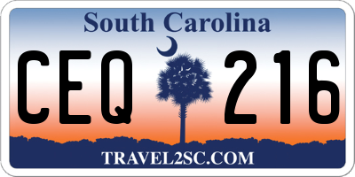 SC license plate CEQ216