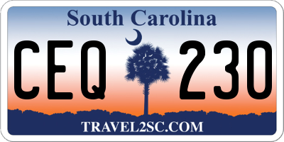 SC license plate CEQ230