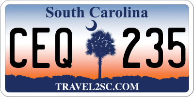 SC license plate CEQ235