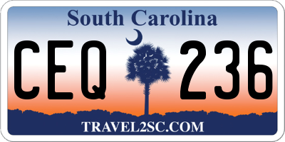 SC license plate CEQ236