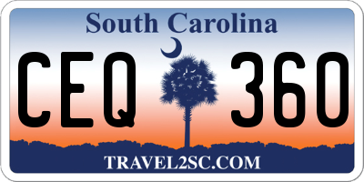 SC license plate CEQ360