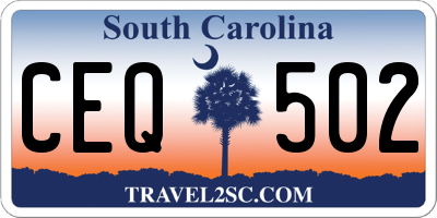 SC license plate CEQ502