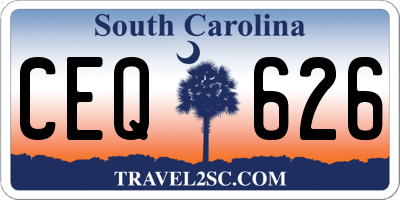 SC license plate CEQ626