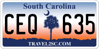 SC license plate CEQ635