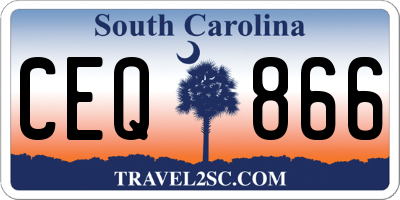 SC license plate CEQ866