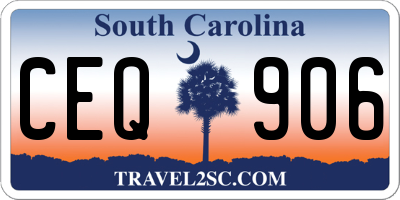 SC license plate CEQ906