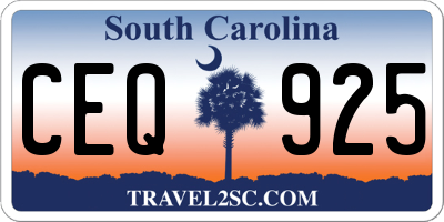 SC license plate CEQ925