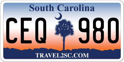 SC license plate CEQ980