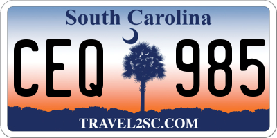 SC license plate CEQ985
