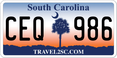 SC license plate CEQ986