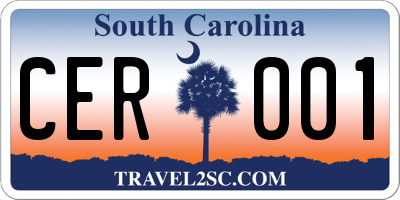 SC license plate CER001