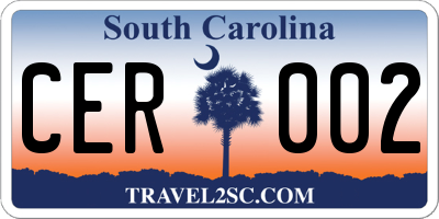 SC license plate CER002