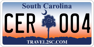 SC license plate CER004
