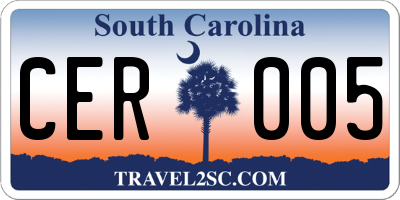 SC license plate CER005