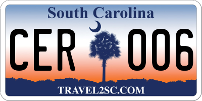 SC license plate CER006