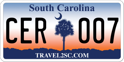 SC license plate CER007