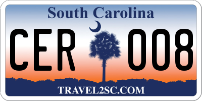 SC license plate CER008