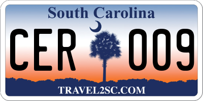 SC license plate CER009