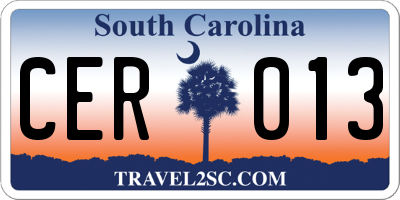 SC license plate CER013