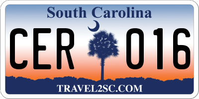 SC license plate CER016