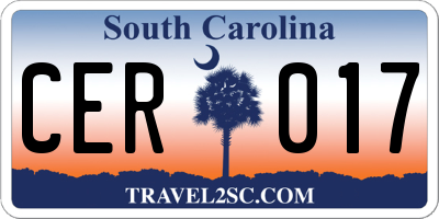 SC license plate CER017