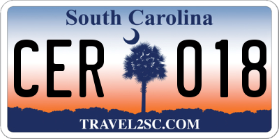 SC license plate CER018