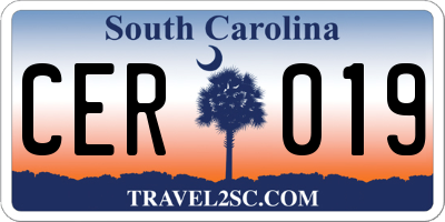 SC license plate CER019