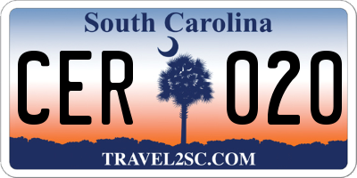 SC license plate CER020