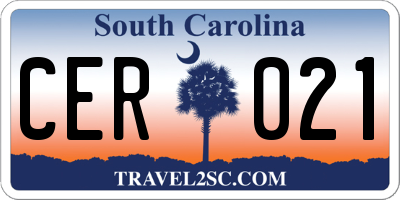 SC license plate CER021