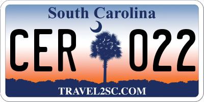 SC license plate CER022