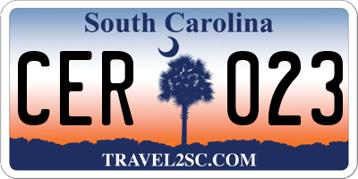 SC license plate CER023