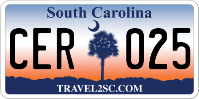 SC license plate CER025
