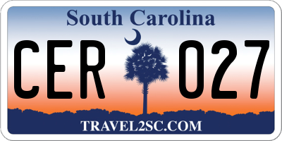 SC license plate CER027