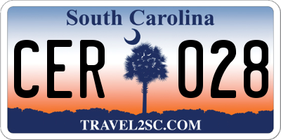 SC license plate CER028