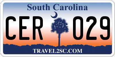 SC license plate CER029