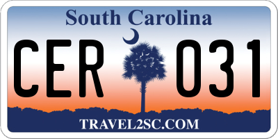 SC license plate CER031