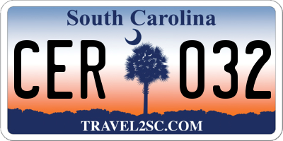 SC license plate CER032