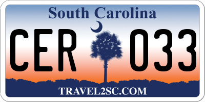 SC license plate CER033