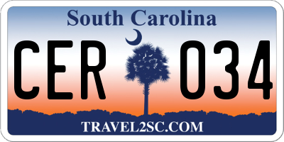 SC license plate CER034