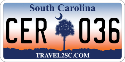 SC license plate CER036