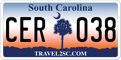 SC license plate CER038