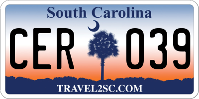 SC license plate CER039