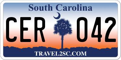 SC license plate CER042